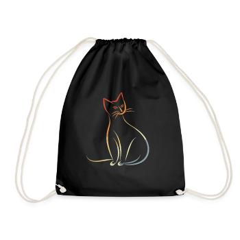 Katze Skizze Retro - Turnbeutel - Schwarz - Vorne