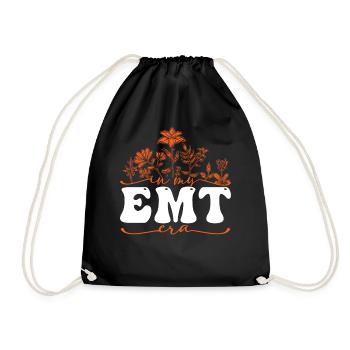 In My EMT Era with floral motif - Drawstring Bag - black - Front