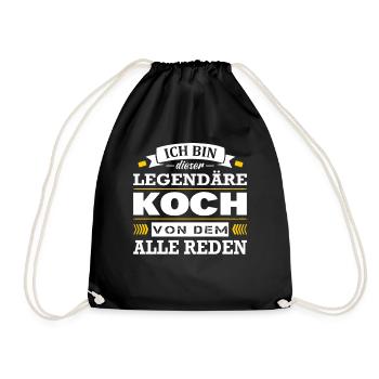 Ich Bin Dieser Legendäre Koch Von Dem Alle Reden - Turnbeutel - Schwarz - Vorne