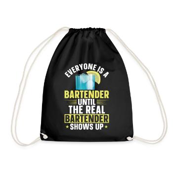 Bartender Mixologist Everyone Is A - Drawstring Bag - black - Front