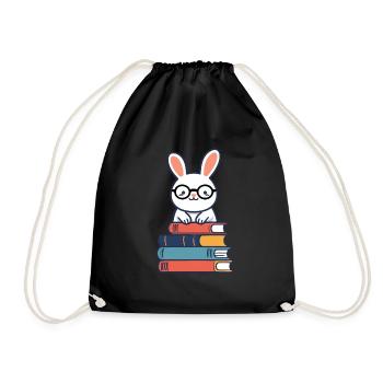 Lapin de lecture parfait de style rat de bibliothèque - Sac de sport léger - noir - Devant