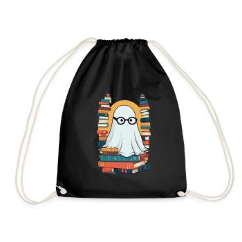 Reading Halloween Ghost Book Lover Style - Drawstring Bag - black - Front