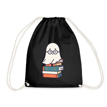 Reading Halloween Ghost Little Books Ghost - Drawstring Bag - black - Front