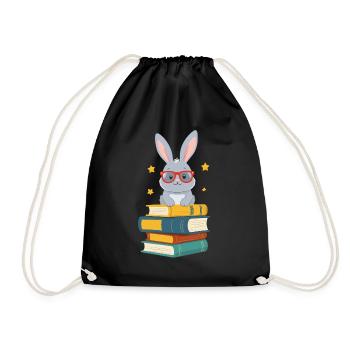 Lesender Hase Begeisterter Buchliebhaber Perfekter - Turnbeutel - Schwarz - Vorne