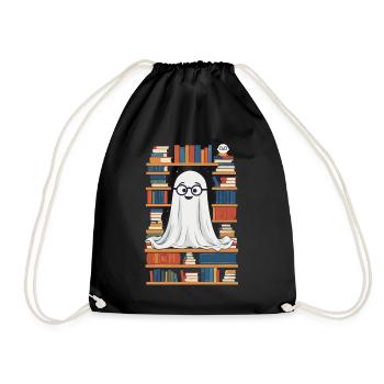 Lustiges Buchliebhaber Stil Halloween Gespenst - Turnbeutel - Schwarz - Vorne
