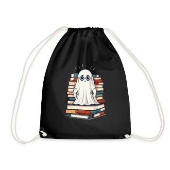 Reading Halloween Ghost Little Books Ghost - Drawstring Bag - black - Front
