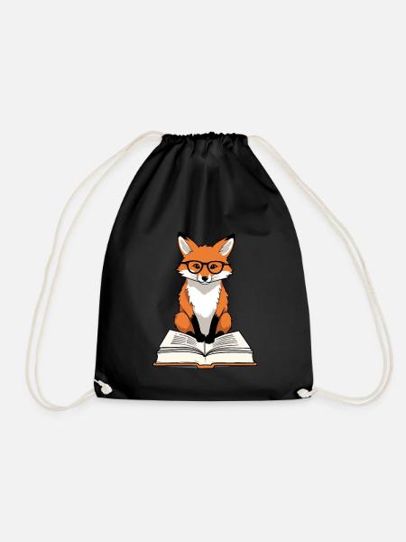 Niedlicher Buch Liebhaber Fuchs Mit Brille - Turnbeutel - Schwarz