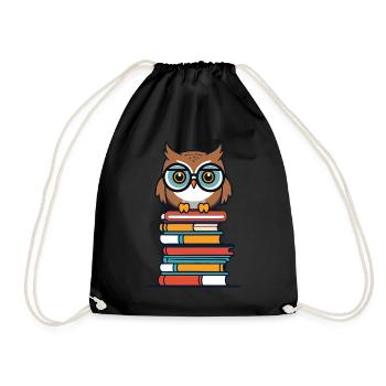 Illustration de livre liteCute pour l’amoureux des hiboux - Sac de sport léger - noir - Devant