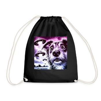 Rencontre avec un chien choqué et une invasion extraterrestre Design - Sac de sport léger - noir - Devant