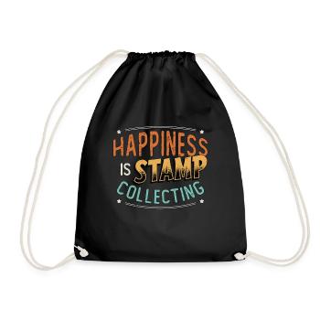 Stamp Collector Happiness Is Stamp Collection - Drawstring Bag - black - Front