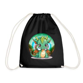 Drache Kinder Drachen Kind - Turnbeutel - Schwarz - Vorne