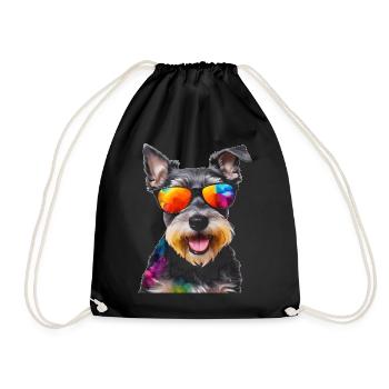 Zwergschnauzer Sonnenbrille Hund Lustig Tier Print - Turnbeutel - Schwarz - Vorne
