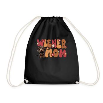 Dachshund Groovy Viennese Mom - Drawstring Bag - black - Front