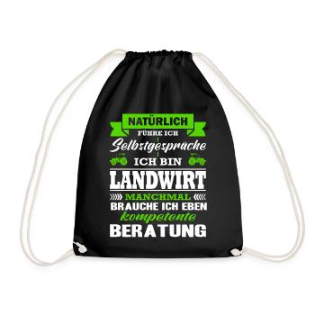Landwirt Natürlich Führe Ich Selbstgespräche - Turnbeutel - Schwarz - Vorne