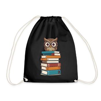 Livres hibou hibou amant mignon livre illustration - Sac de sport léger - noir - Devant