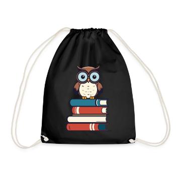 Livres hibou mignon livre illustration - Sac de sport léger - noir - Devant