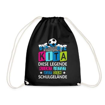 Einschulung Schulkind Kindergarten Kita Geschenk - Turnbeutel - Schwarz - Vorne