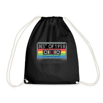 Best Of 1958 Vintage Kassette Retro Geburtstag - Turnbeutel - Schwarz - Vorne