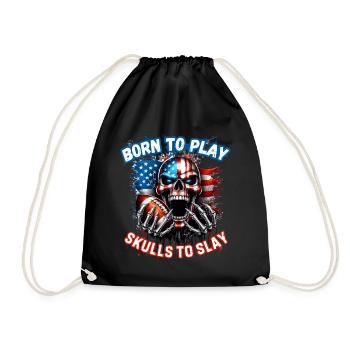 Conception de football crâne avec drapeau américain - Sac de sport léger - noir - Devant