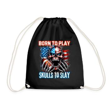 Aggressive Skull for American Football - Drawstring Bag - black - Front