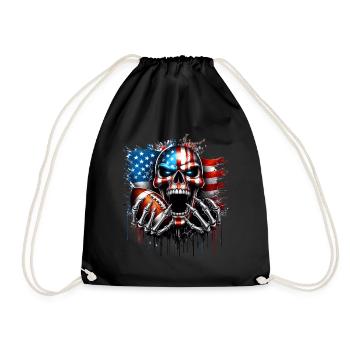 Conception de crâne patriotique football américain - Sac de sport léger - noir - Devant