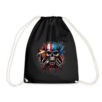 Aggressive Skull for American Football - Drawstring Bag - black - Front