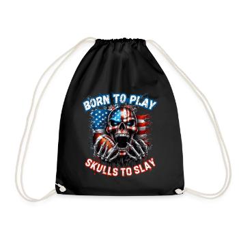 4 juillet Football américain Skull U. S. FLag - Sac de sport léger - noir - Devant