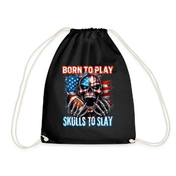 conception de crâne patriotique Football américain - Sac de sport léger - noir - Devant