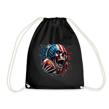 Aggressive Skull for American Football Fans - Drawstring Bag - black - Front