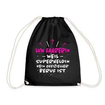 LKW Fahrerin Spruch Fun Lastwagenfahrerin Geschenk - Turnbeutel - Schwarz - Vorne