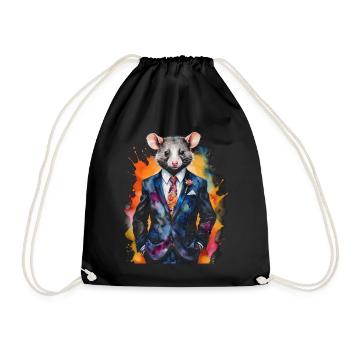 Costume Opossum Imprimé Animal Design Coloré - Sac de sport léger - noir - Devant