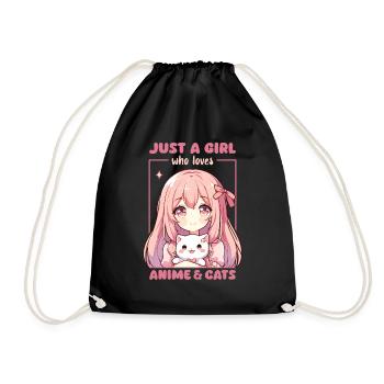 Anime Girl Kawaii Katze Anime Lover - Turnbeutel - Schwarz - Vorne