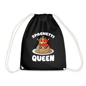 Noodles Kawaii Spaghetti Queen Lover Pasta Italian - Drawstring Bag - black - Front