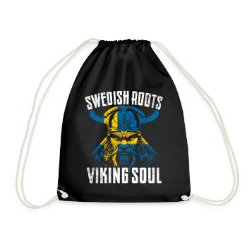Schwedische Wurzeln - Wikinger Seele - Turnbeutel - Schwarz - Vorne