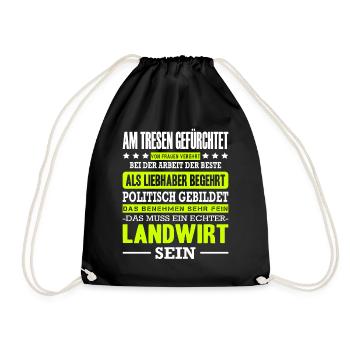 Landwirt Spruch Am Tresen Gefürchtet Traktor Bauer - Turnbeutel - Schwarz - Vorne