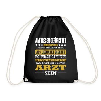 Arzt Am Tresen Gefürchtet Facharzt Spruch Oberarzt - Turnbeutel - Schwarz - Vorne
