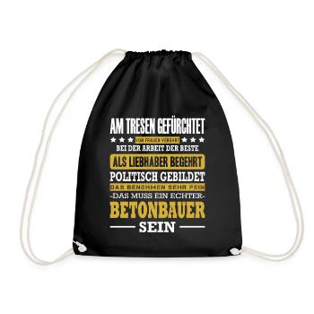 Betonbauer Spruch Stahlbetonbauer Plattenbauer - Turnbeutel - Schwarz - Vorne
