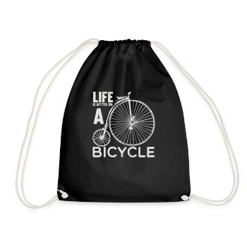 BIKE LIFE IS BETTER ON A BICYCLE FUNNY - Drawstring Bag - black - Front