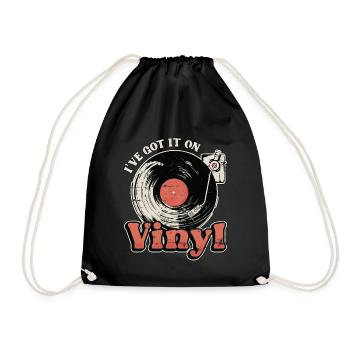 Vinyl Records I've Got It On Vinyl Retro Music - Drawstring Bag - black - Front