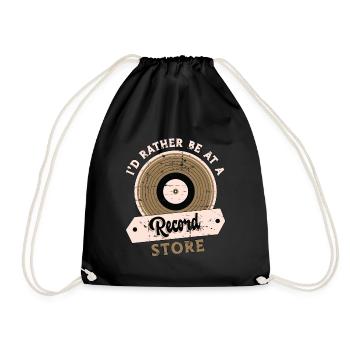 Vinyl Records I'd Rather Be At A Vinyl Player - Drawstring Bag - black - Front
