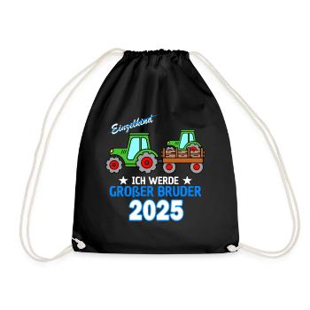 Ich Werde Großer Bruder 2025 - Geburt Sohn Traktor - Turnbeutel - Schwarz - Vorne