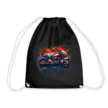 Cool, motorcyclists design Dutch flag. - Drawstring Bag - black - Front