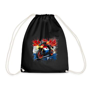 Motorcyclist and Proud Dutchman motorcycle shirts - Drawstring Bag - black - Front