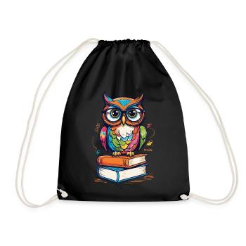 Mignon Livre Illustration Hiboux Amoureux - Sac de sport léger - noir - Devant