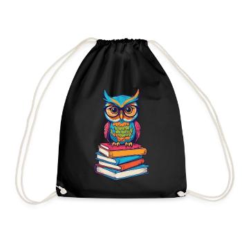 Books Owl Reading Owl Literature Book Love - Drawstring Bag - black - Front