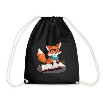 Renard mignon amoureux des livres avec des lunettes - Sac de sport léger - noir - Devant