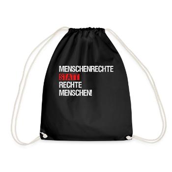 Schönes "gegen Rassismus" Refugees Welcome - Turnbeutel - Schwarz - Vorne