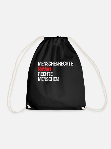 Nice "against racism" Refugees Welcome - Drawstring Bag - black