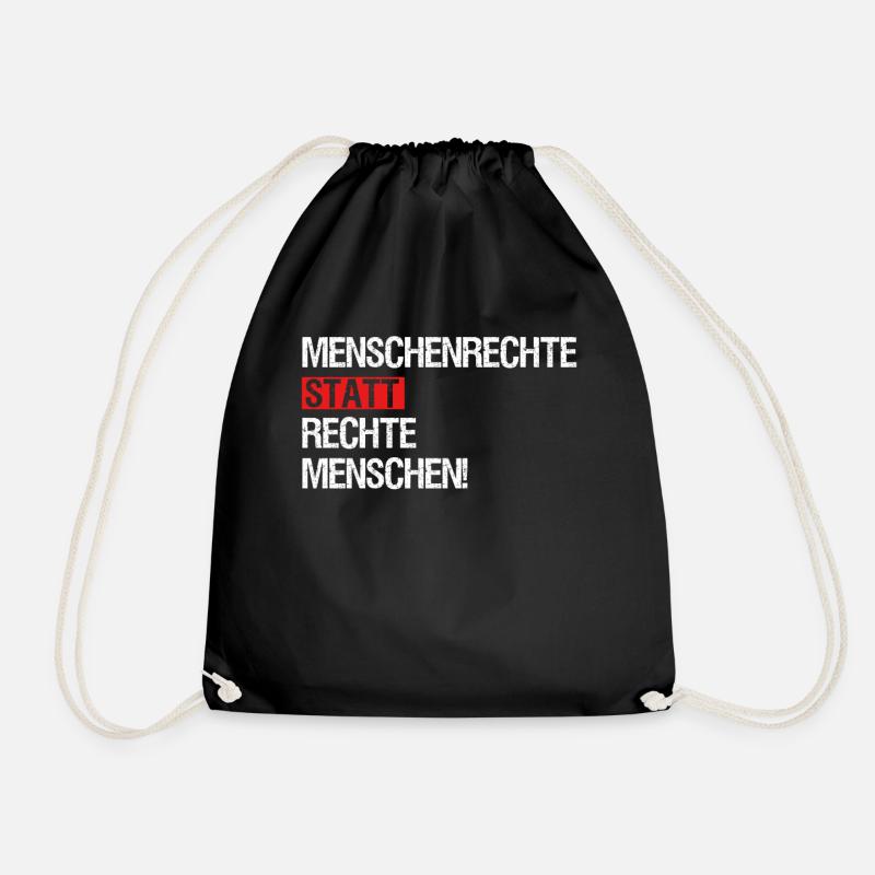 Nice "against racism" Refugees Welcome - Drawstring Bag - black