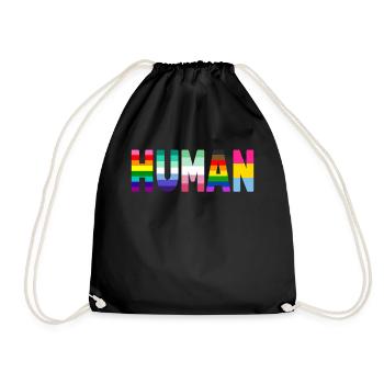 Gender Lesben, Schwule, Trans, Queer Regenbogen - Turnbeutel - Schwarz - Vorne